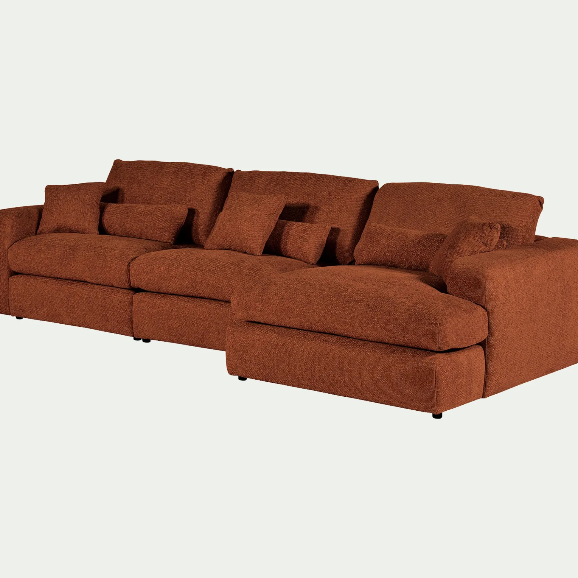 Canapé d'angle droit fixe en chenille - brun rustrel