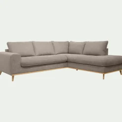 Canapé d'angle droit fixe en tissu storm - taupe
