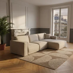 Canapé d'angle droit fixe en tissu genesis - beige