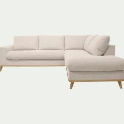Canapé d'angle droit fixe en tissu Storm - beige roucas