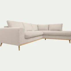 Canapé d'angle droit fixe en tissu Storm - beige roucas