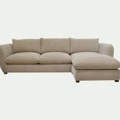 Canapé d'angle droit fixe en tissu Nature - beige