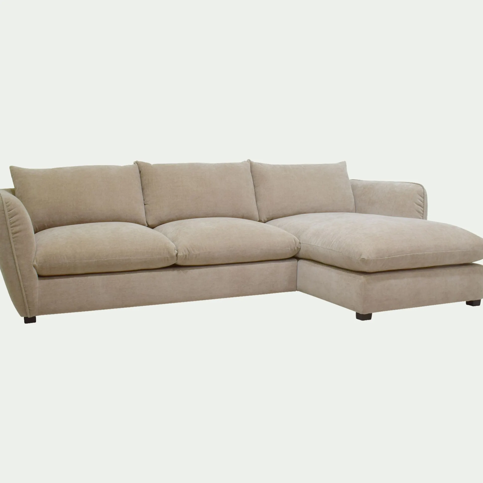 Canapé d'angle droit fixe en tissu Nature - beige