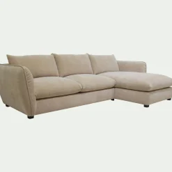 Canapé d'angle droit fixe en tissu Nature - beige
