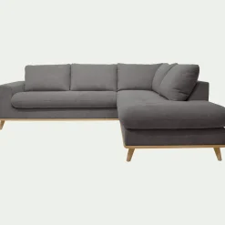 Canapé d'angle droit fixe en tissu Storm - gris moyen