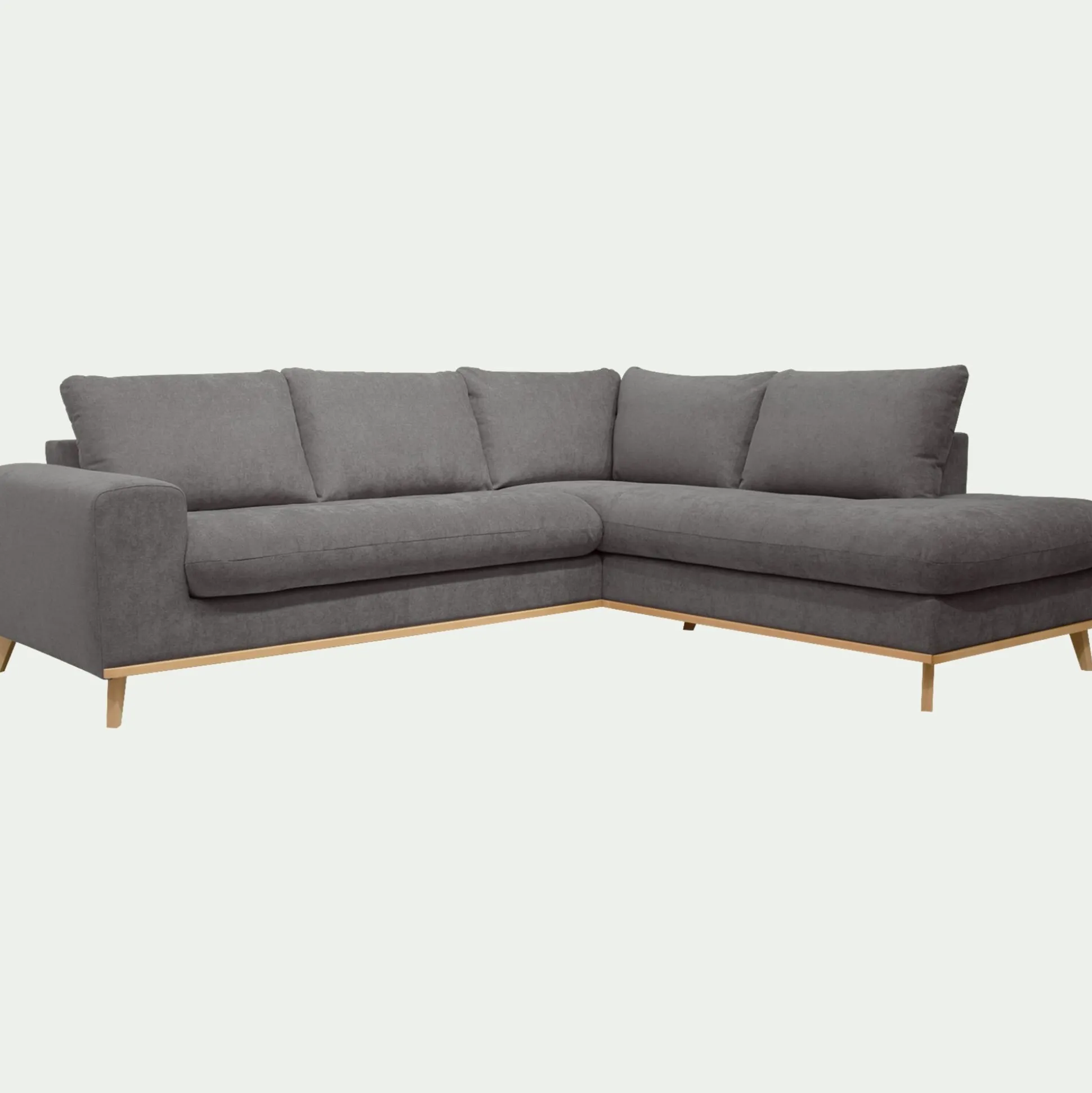Canapé d'angle droit fixe en tissu Storm - gris moyen