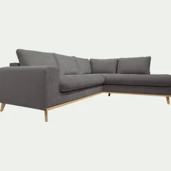 Canapé d'angle droit fixe en tissu Storm - gris moyen