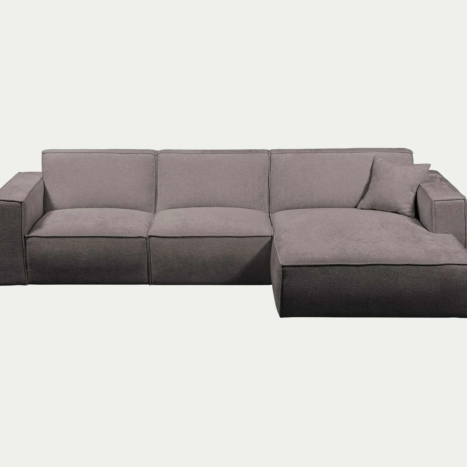 Canapé d'angle droit fixe en tissu genesis - gris borie
