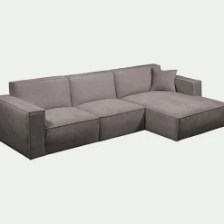 Canapé d'angle droit fixe en tissu genesis - gris borie