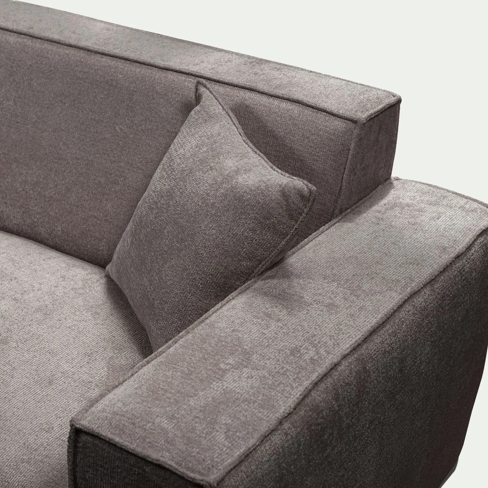 Canapé d'angle droit fixe en tissu genesis - gris borie