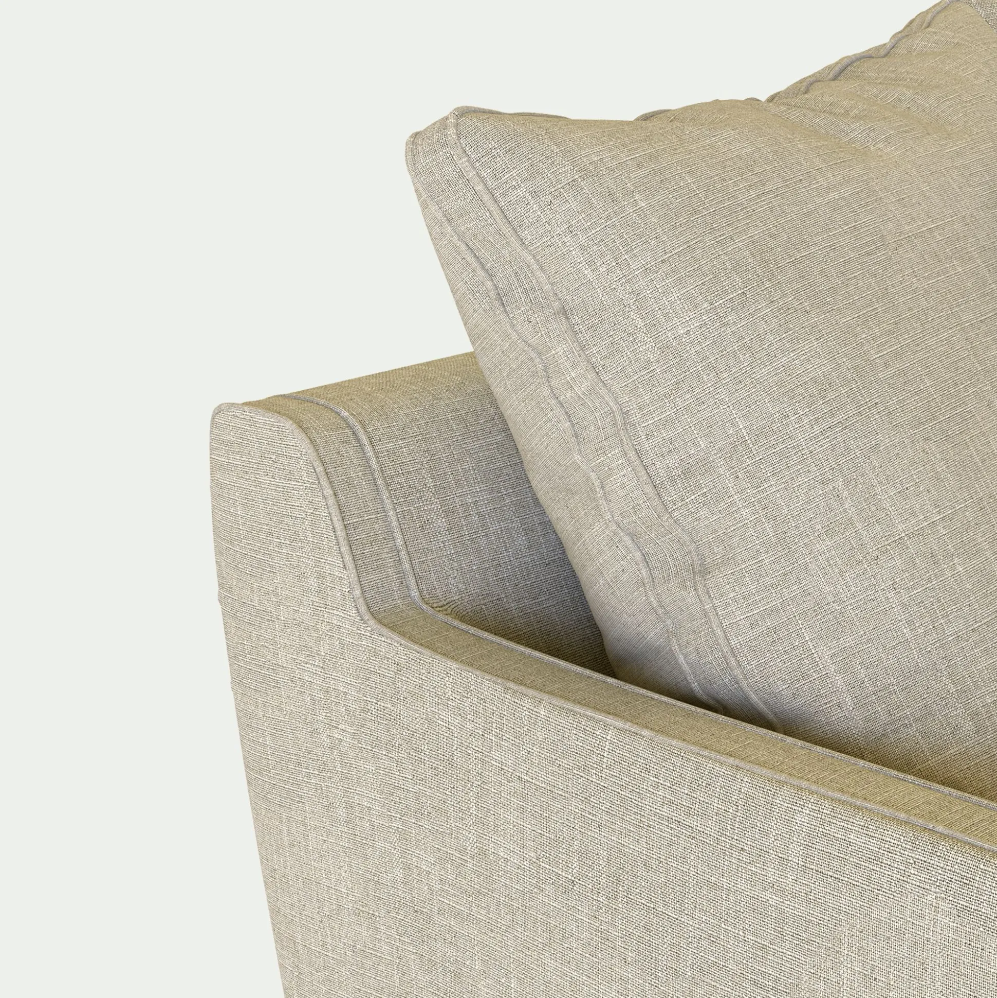 Canapé d'angle droit fixe en tissu mixte - beige alpilles