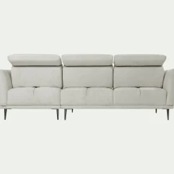 Canapé d'angle droit fixe en tissu memphis avec fonction avance-recul - beige roucas