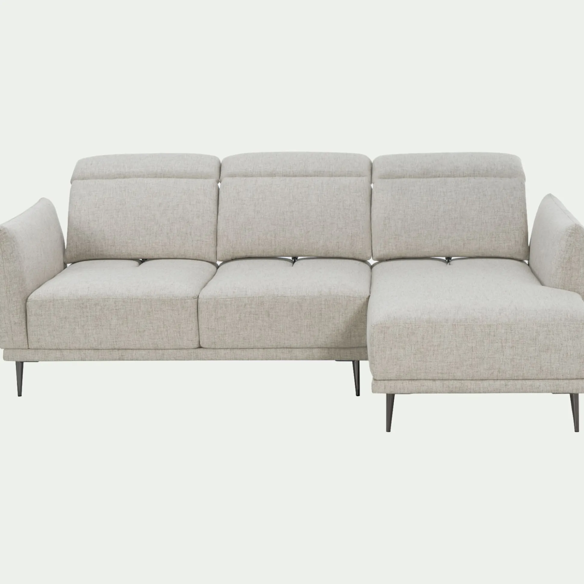 Canapé d'angle droit fixe en tissu avec fonction avance-recul - beige roucas