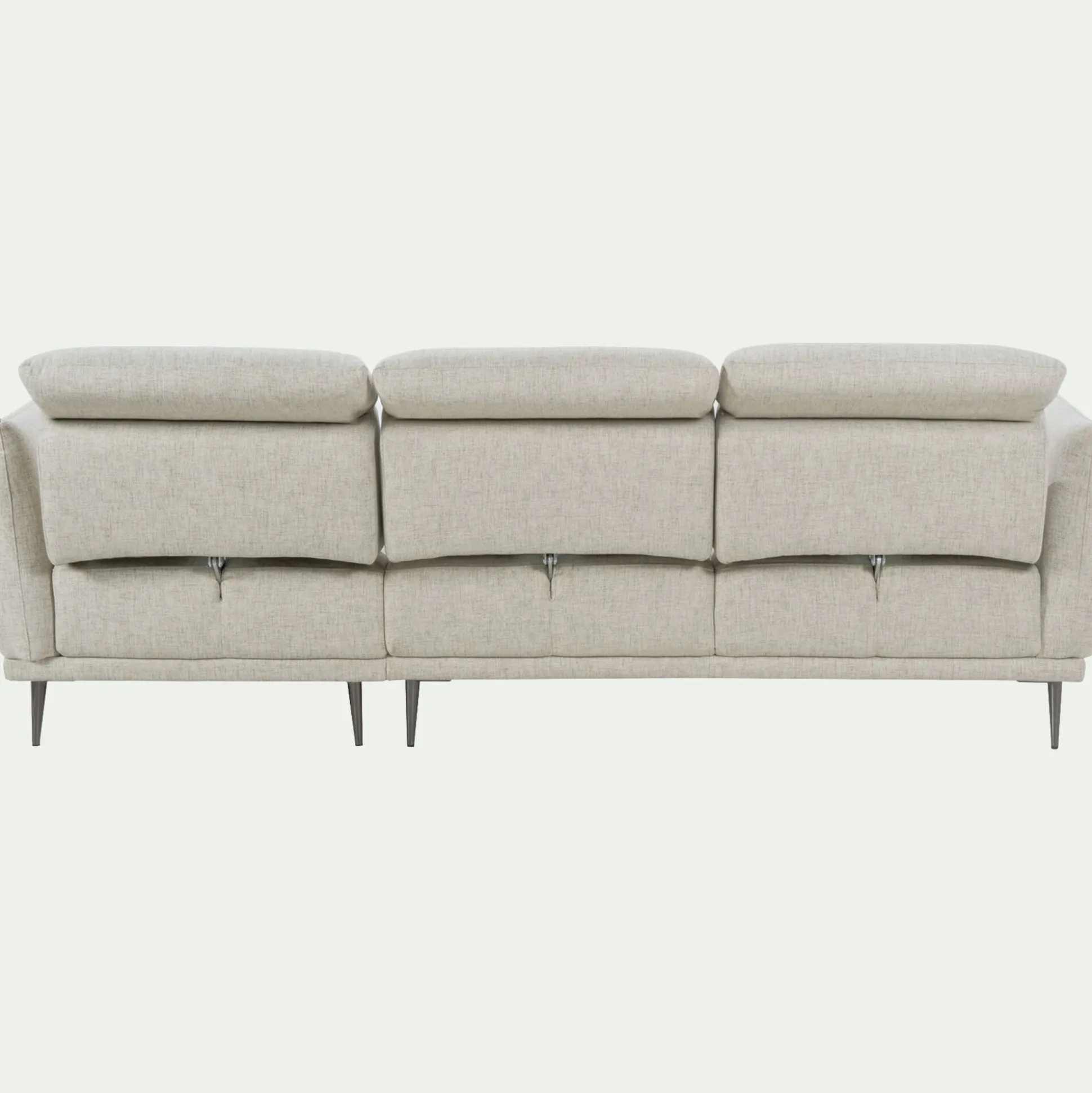 Canapé d'angle droit fixe en tissu avec fonction avance-recul - beige roucas