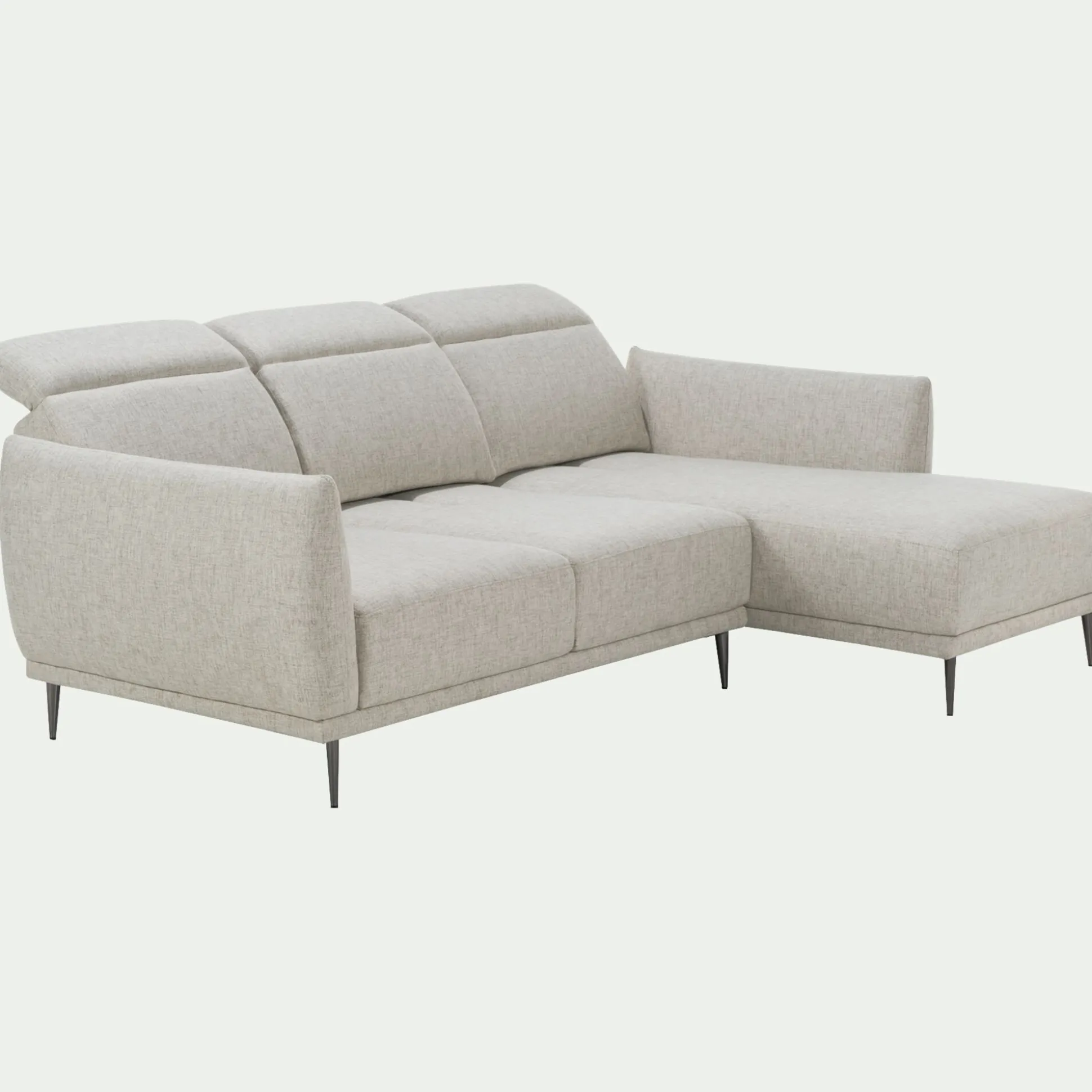 Canapé d'angle droit fixe en tissu avec fonction avance-recul - beige roucas