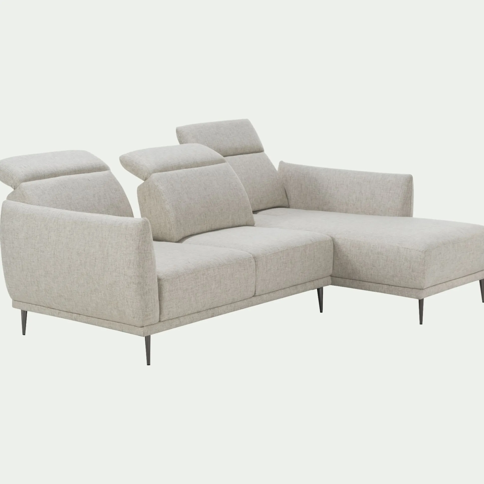 Canapé d'angle droit fixe en tissu avec fonction avance-recul - beige roucas