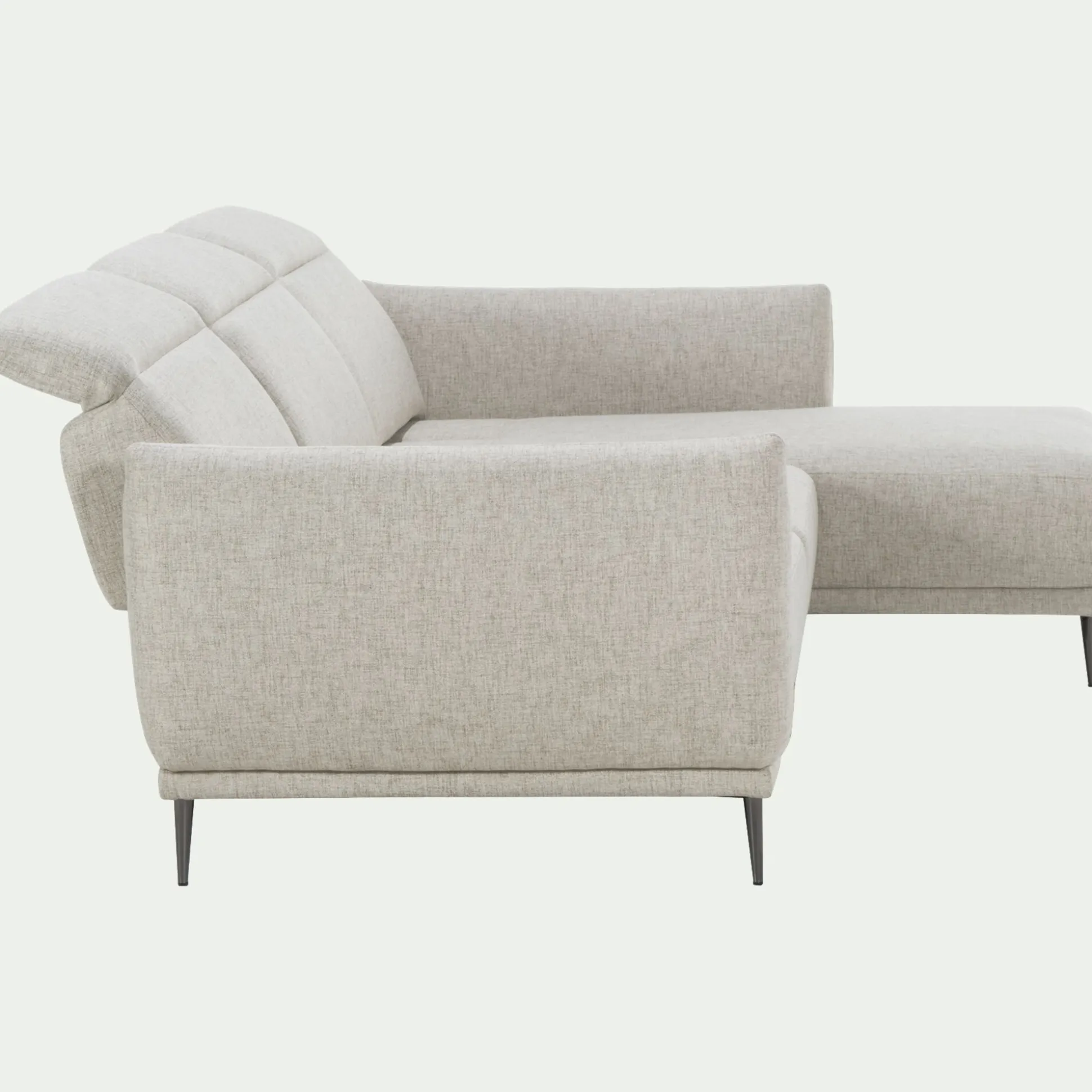 Canapé d'angle droit fixe en tissu avec fonction avance-recul - beige roucas