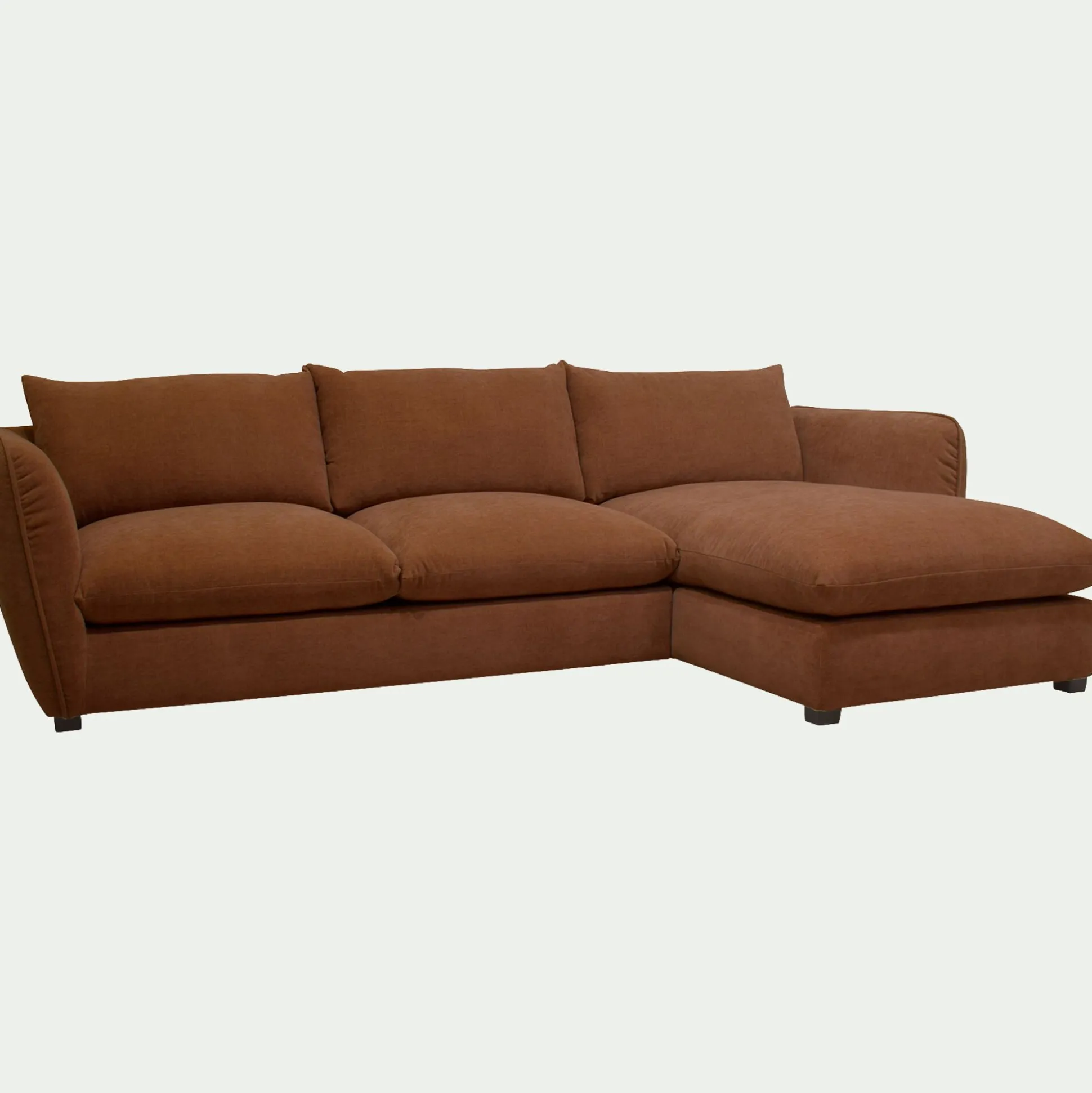 Canapé d'angle droit fixe en tissu Nature - brun rustrel