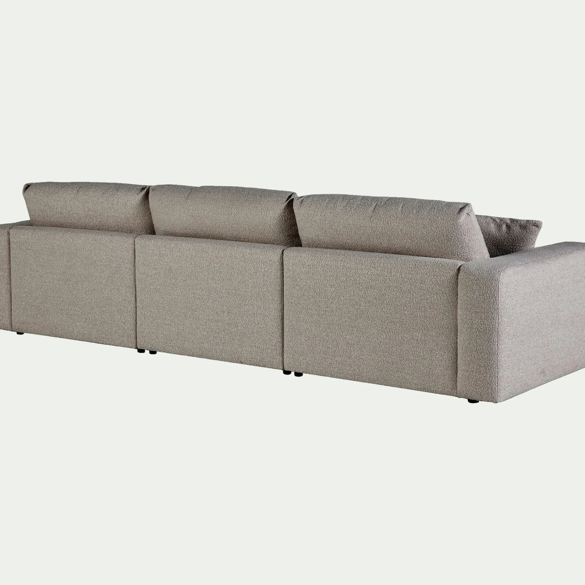 Canapé d'angle droit fixe en tissu bouclette - gris clair