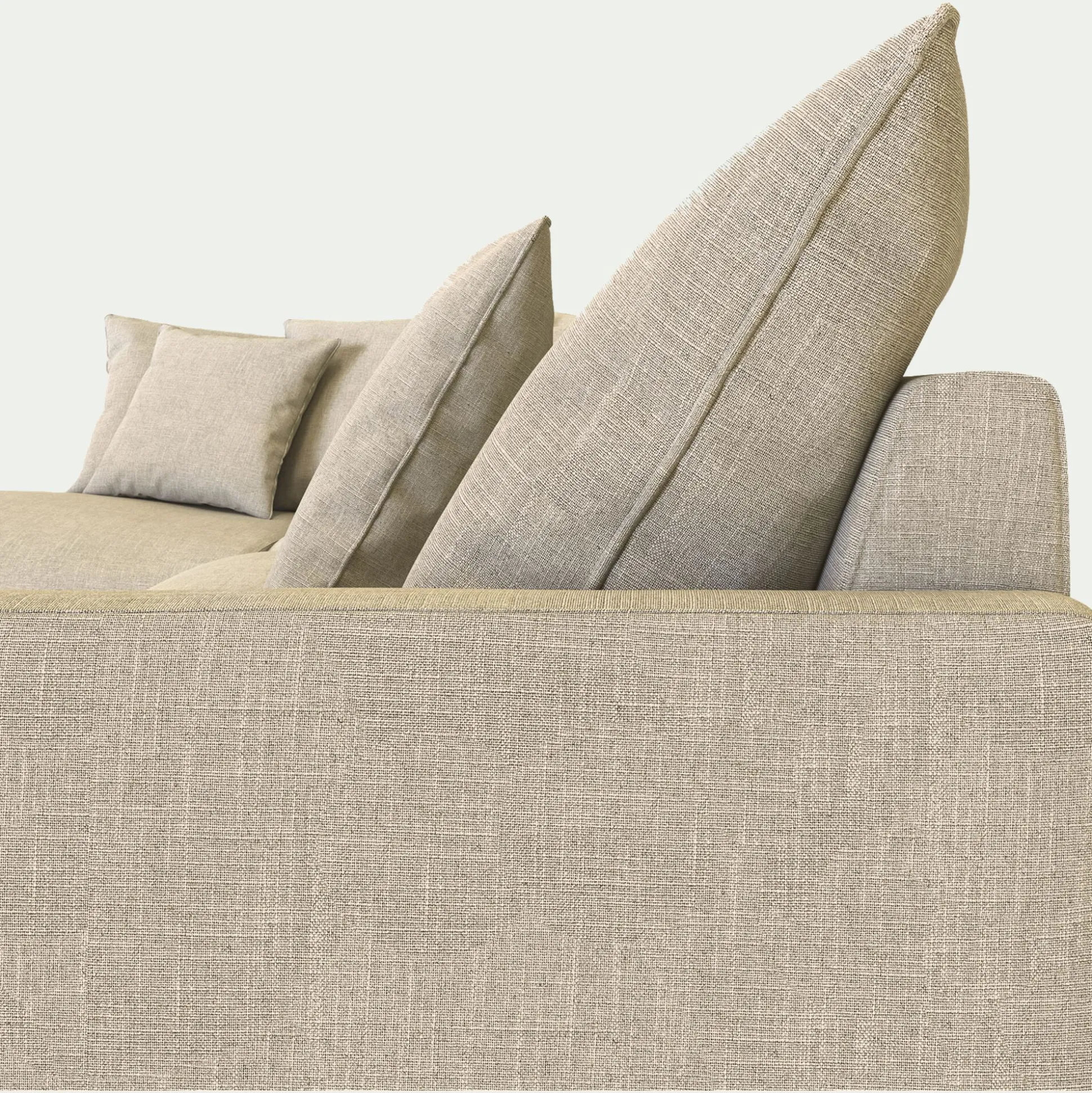 Canapé d'angle fixe gauche en tissu - beige alpilles