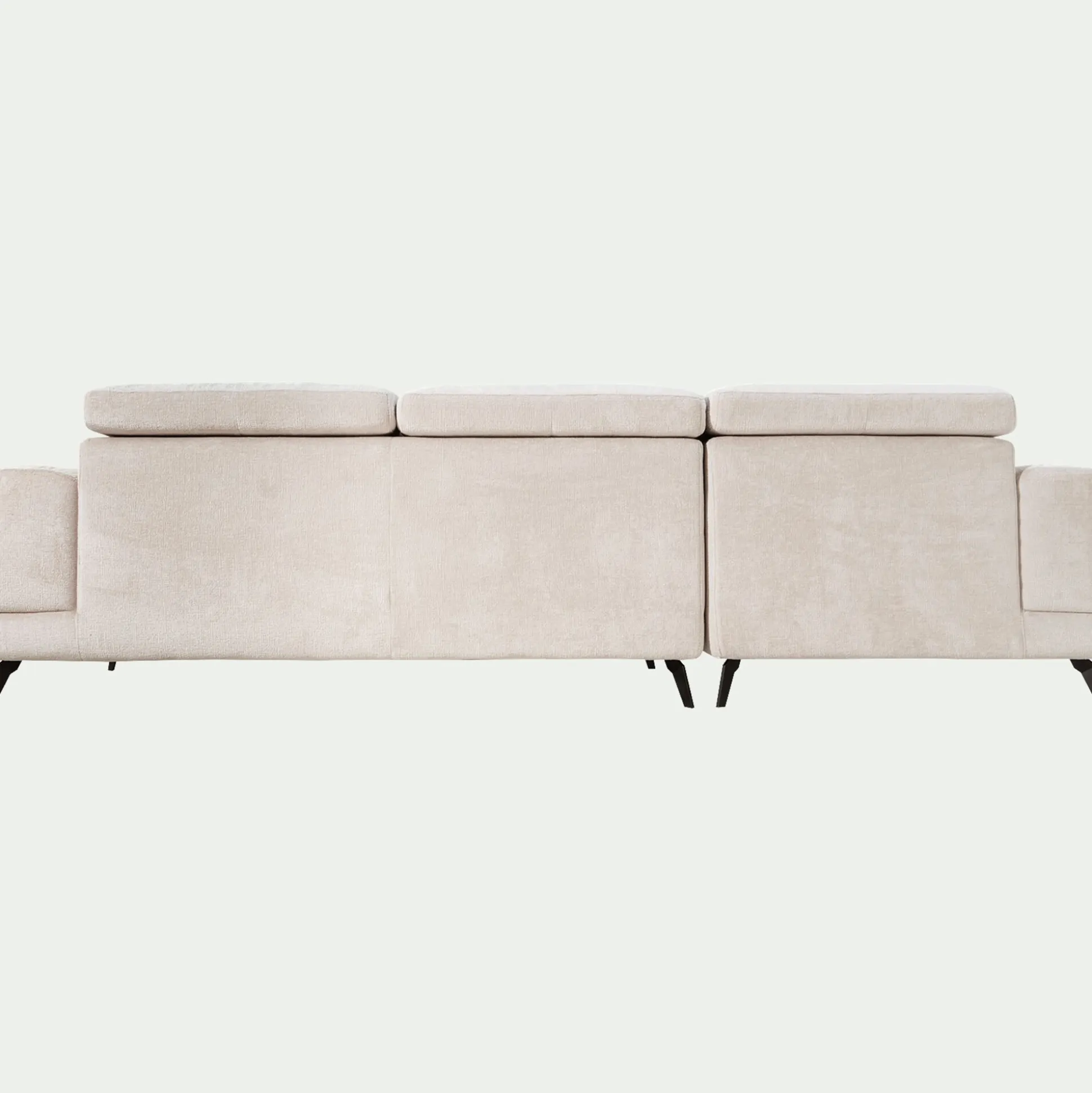 Canapé d'angle gauche avance recule en tissu doux - beige