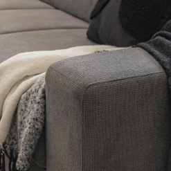 Canapé d'angle gauche convertible avec coffre en tissu doux - gris