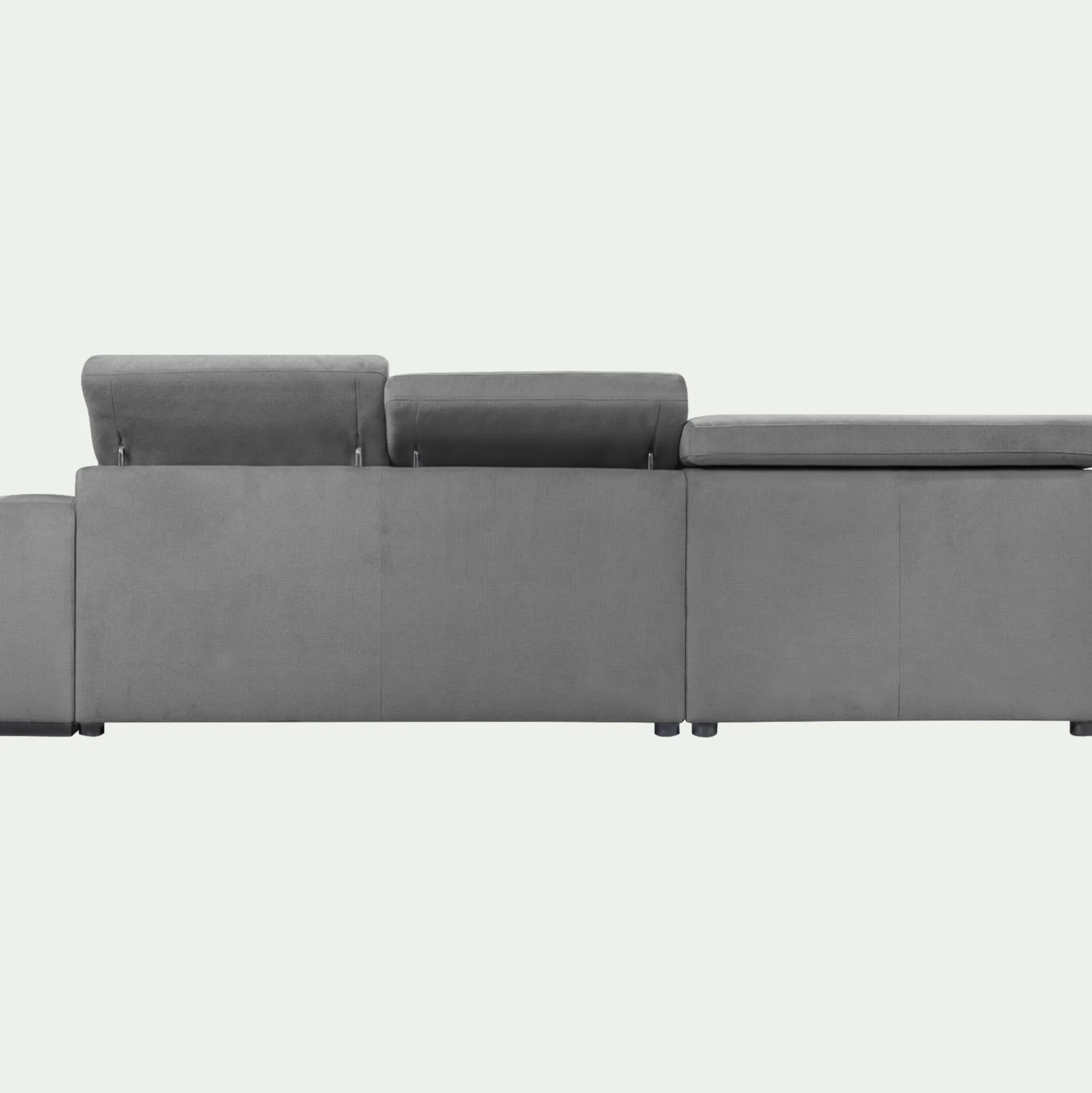 Canapé d'angle gauche convertible avec coffre en tissu doux - gris