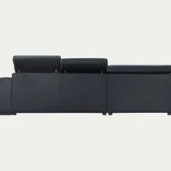 Canapé d'angle gauche convertible avec coffre en tissu doux - bleu calabrun