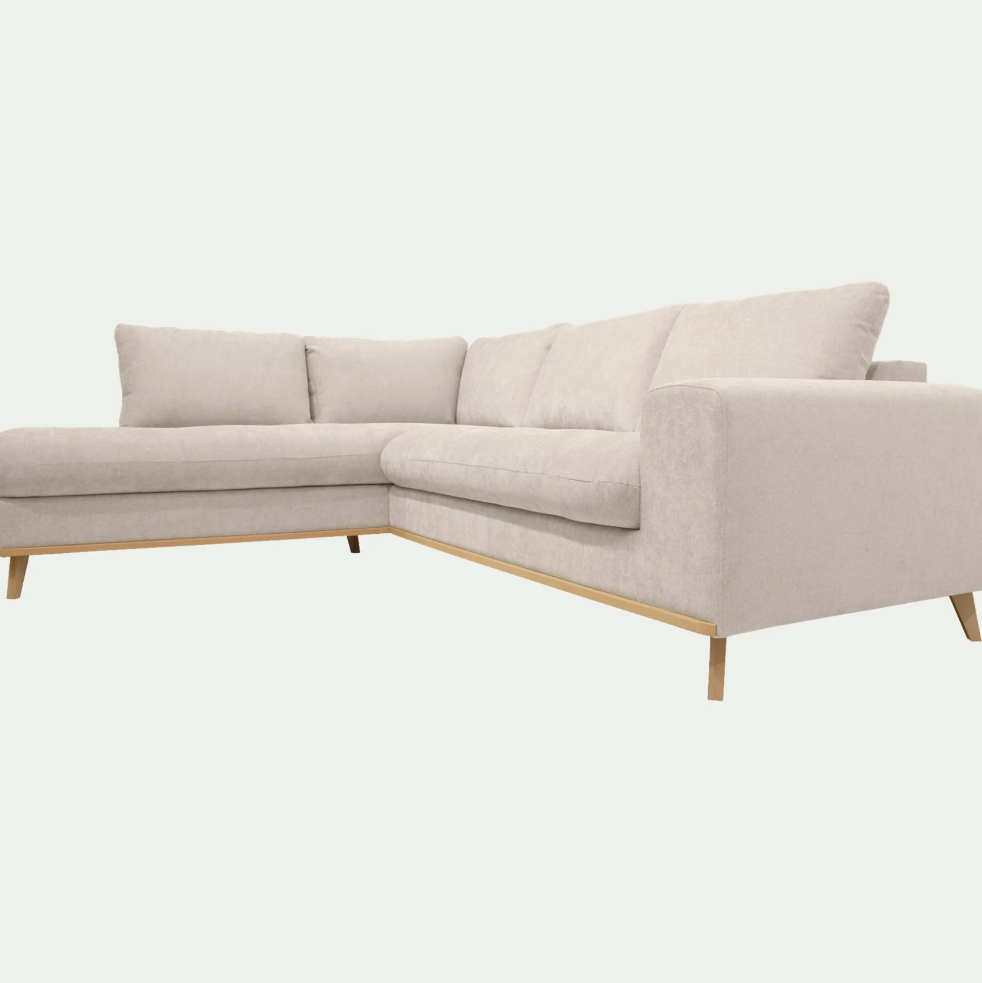 Canapé d'angle gauche convertible en tissu Storm - beige roucas
