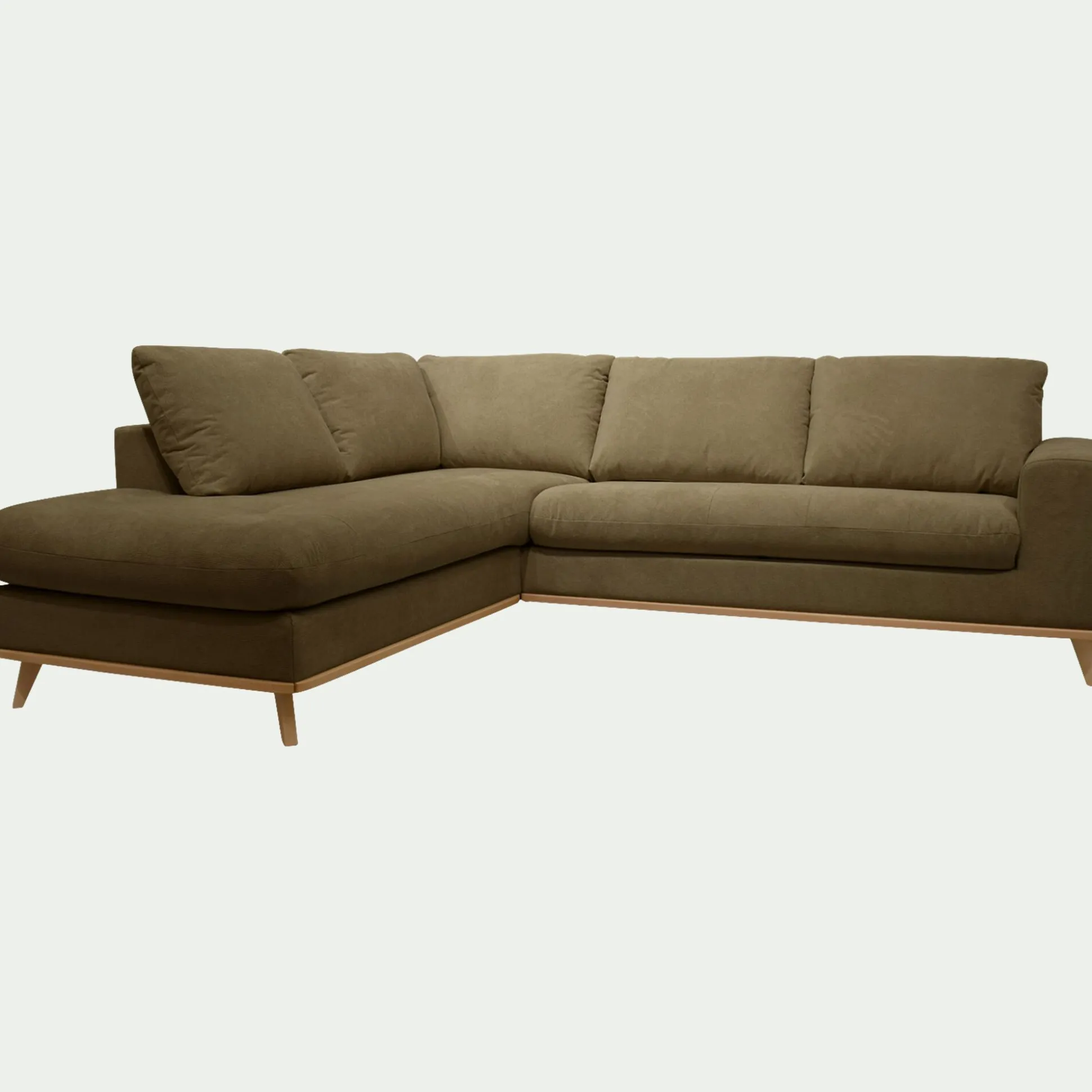 Canapé d'angle gauche convertible en tissu Crown - vert cèdre