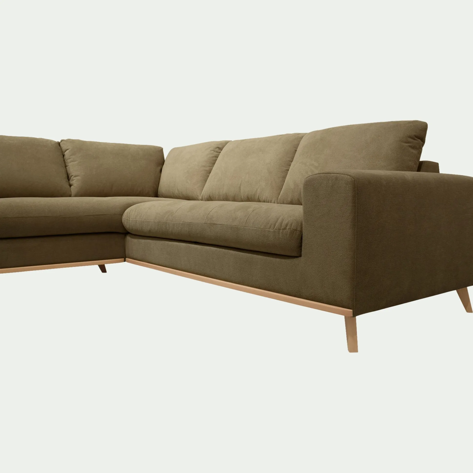 Canapé d'angle gauche convertible en tissu Crown - vert cèdre