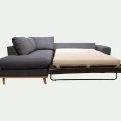 Canapé d'angle gauche convertible en tissu Cosmo - gris anthracite