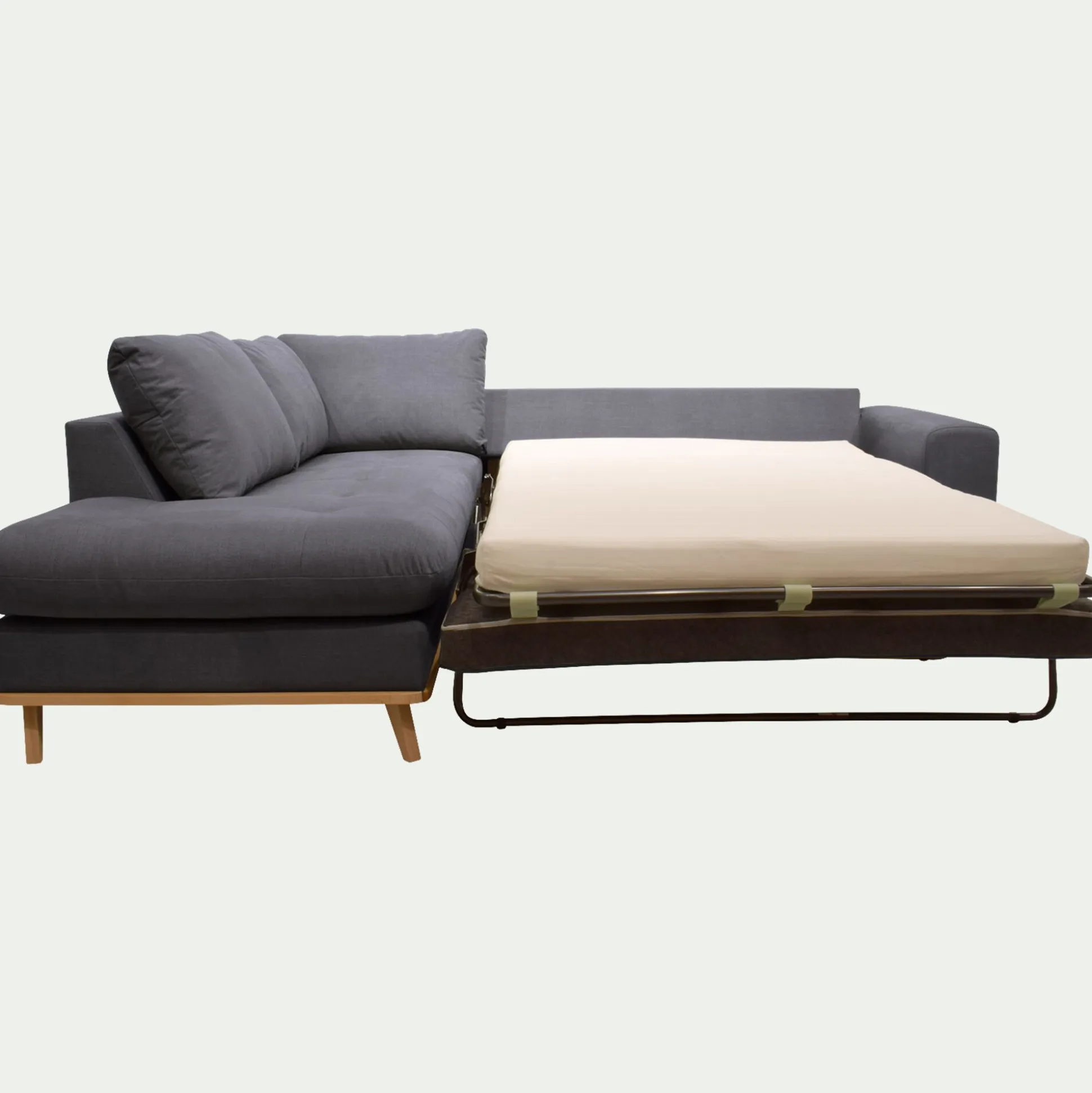 Canapé d'angle gauche convertible en tissu Cosmo - gris anthracite