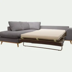 Canapé d'angle gauche convertible en tissu Crown - gris restanque