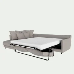 Canapé d'angle gauche convertible en tissu joint - gris borie