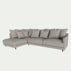 Canapé d'angle gauche convertible en tissu joint - gris borie
