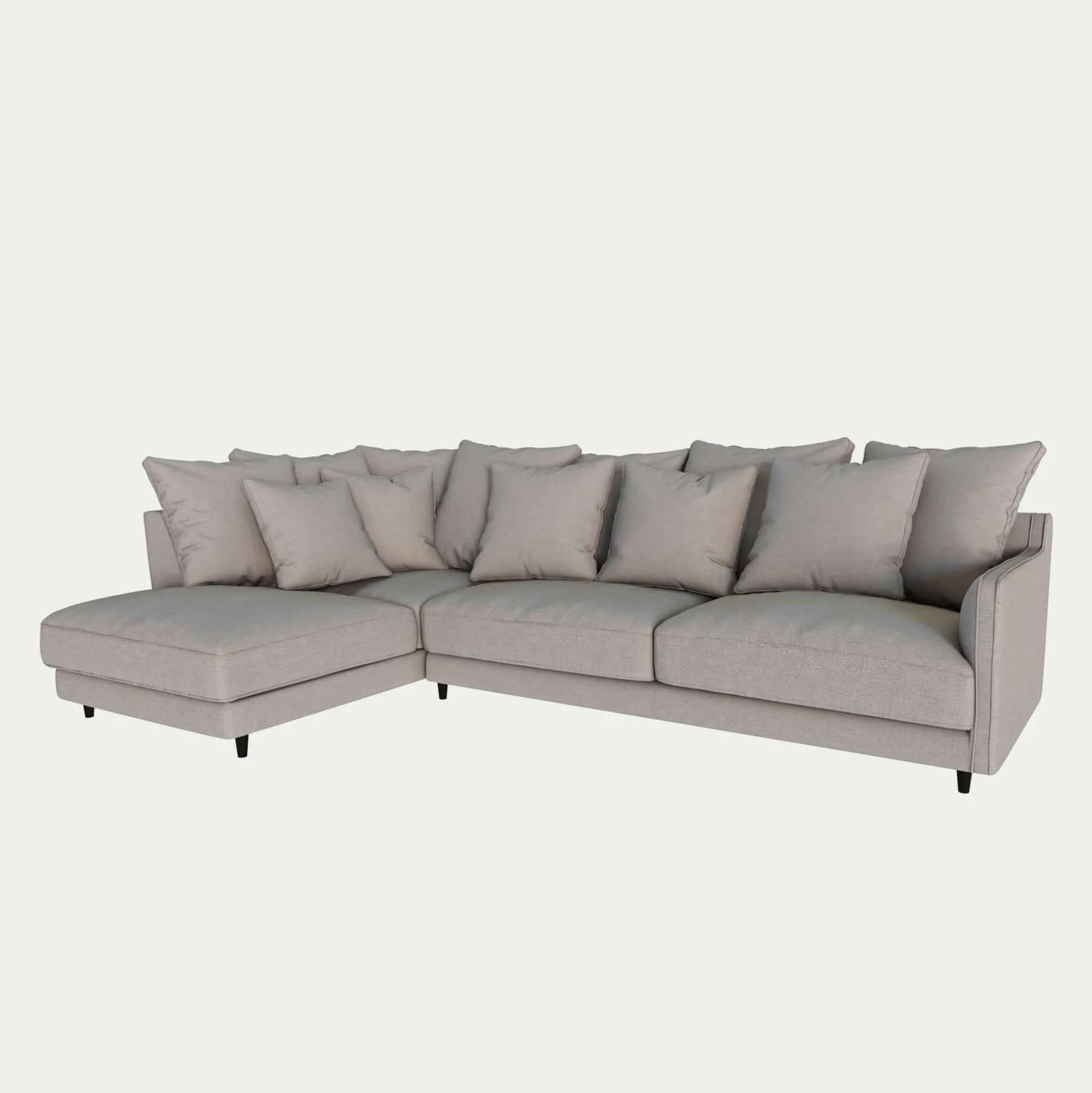 Canapé d'angle gauche convertible en tissu joint - gris borie