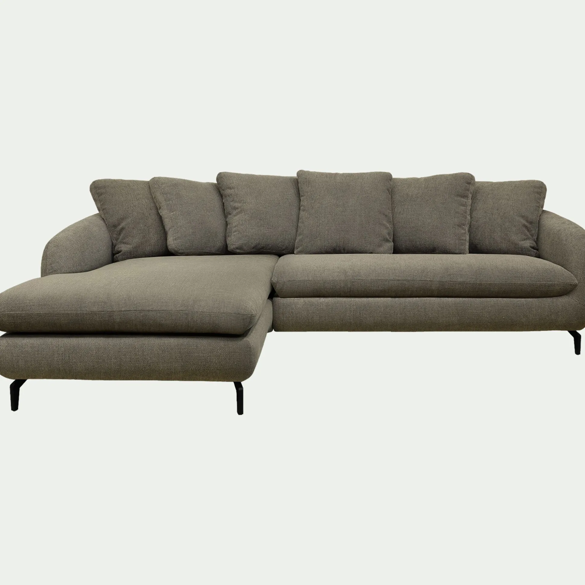 Canapé d'angle gauche convertible en tissu silent - vert garrigue