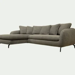 Canapé d'angle gauche convertible en tissu silent - vert garrigue