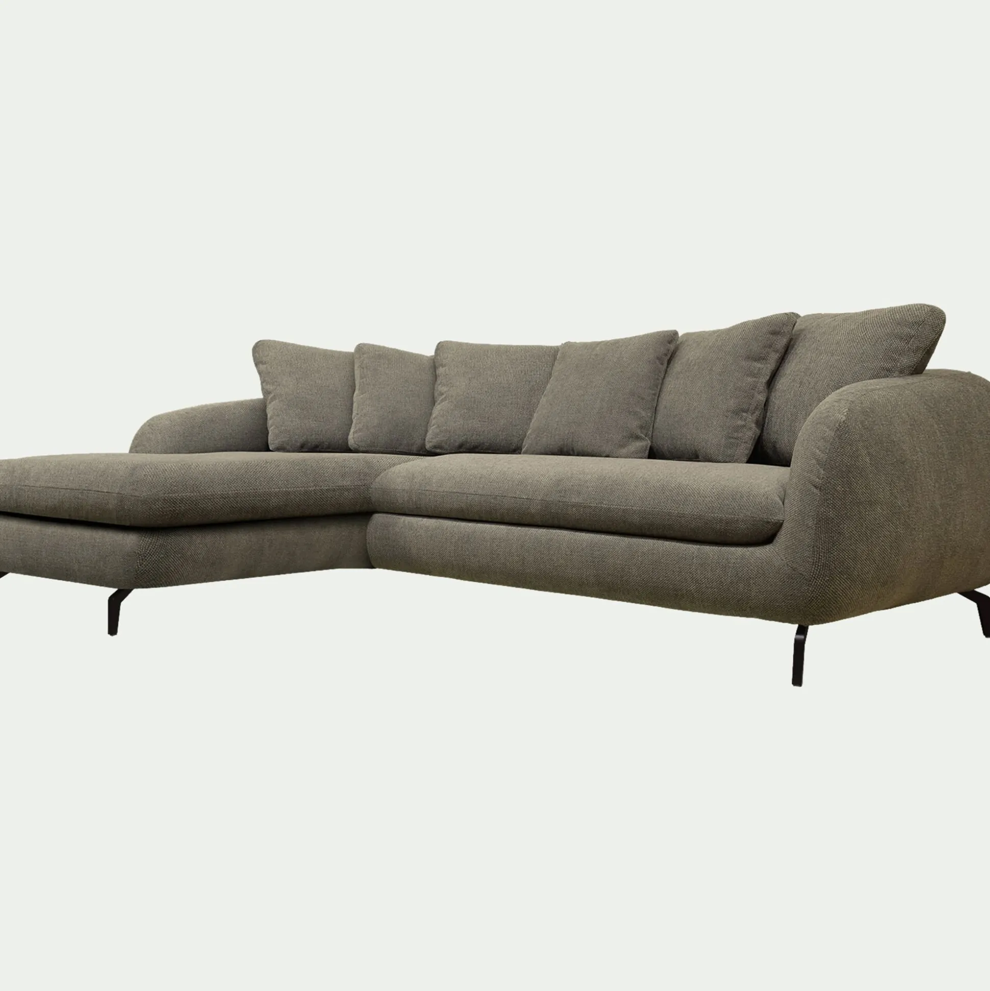 Canapé d'angle gauche convertible en tissu silent - vert garrigue