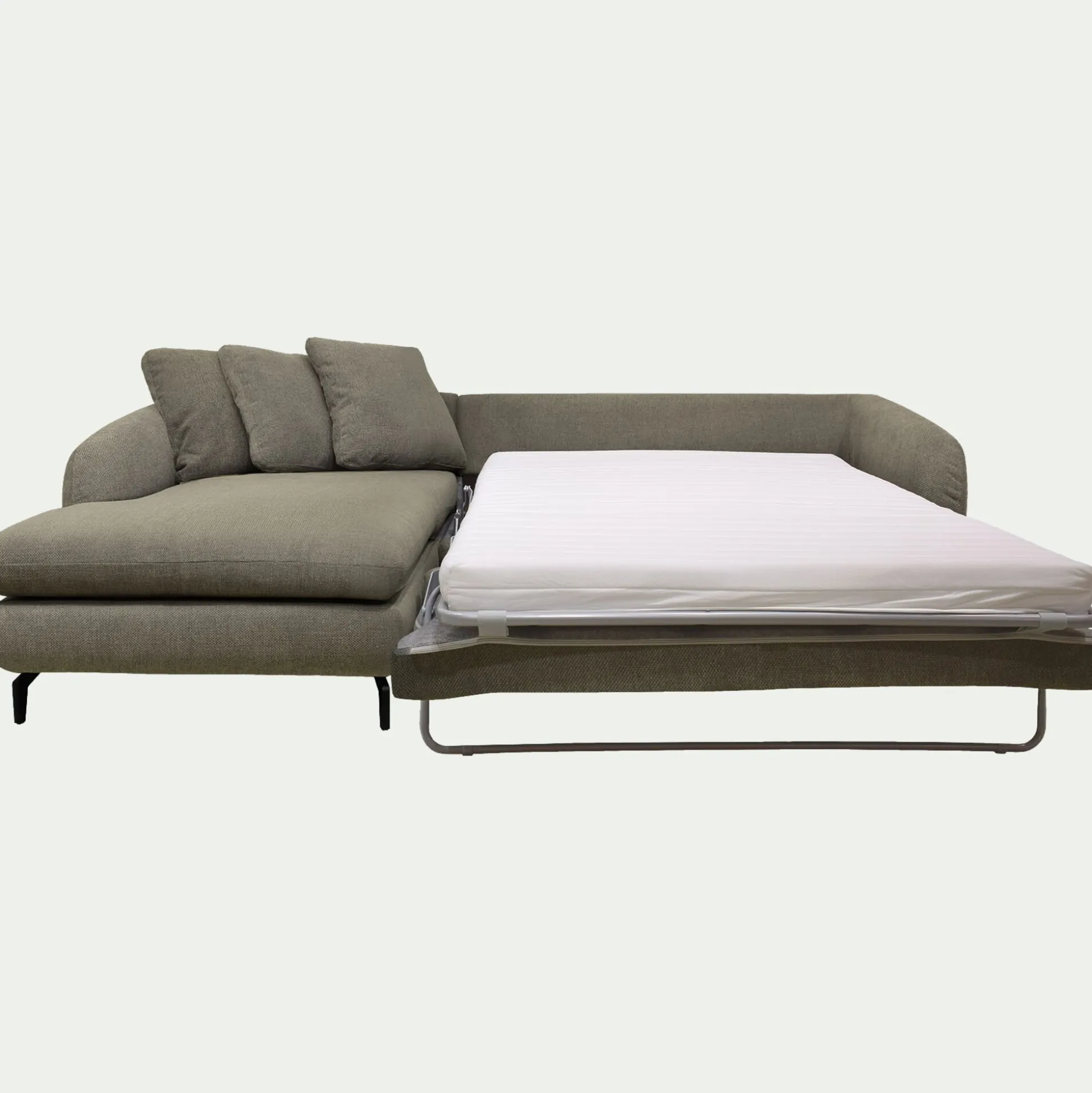 Canapé d'angle gauche convertible en tissu silent - vert garrigue