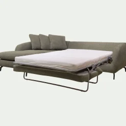 Canapé d'angle gauche convertible en tissu silent - vert garrigue