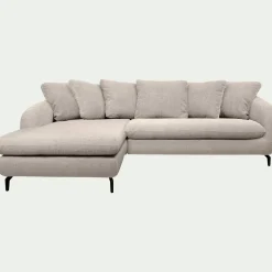 Canapé d'angle gauche convertible en tissu silent - beige roucas