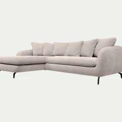 Canapé d'angle gauche convertible en tissu silent - beige roucas