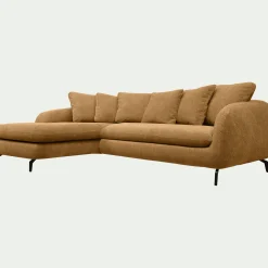Canapé d'angle gauche convertible en tissu silent - bronze