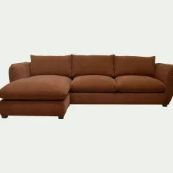 Canapé d'angle gauche convertible en tissu Nature - brun rustrel