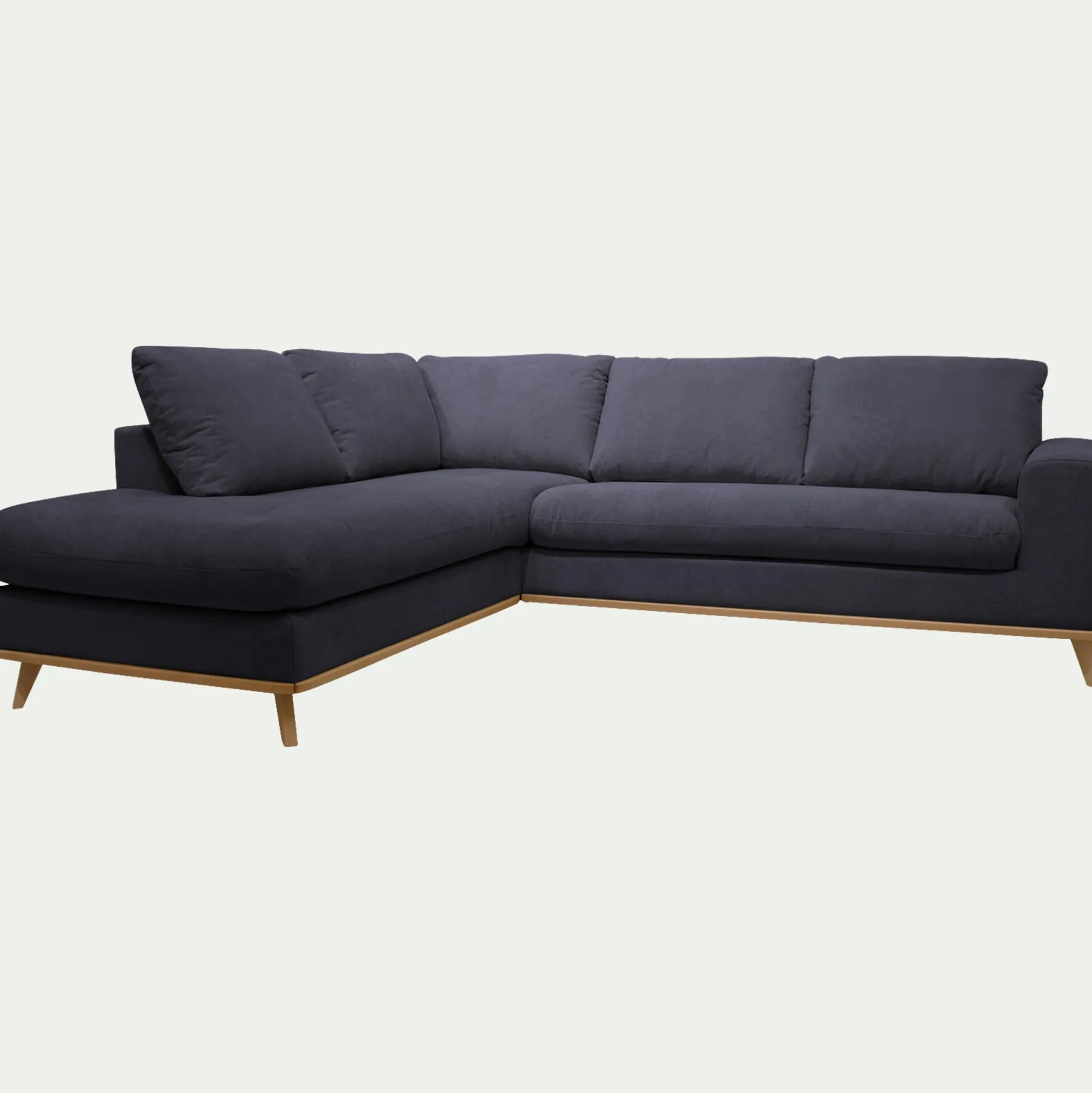 Canapé d'angle gauche convertible en tissu Crown - bleu calabrun