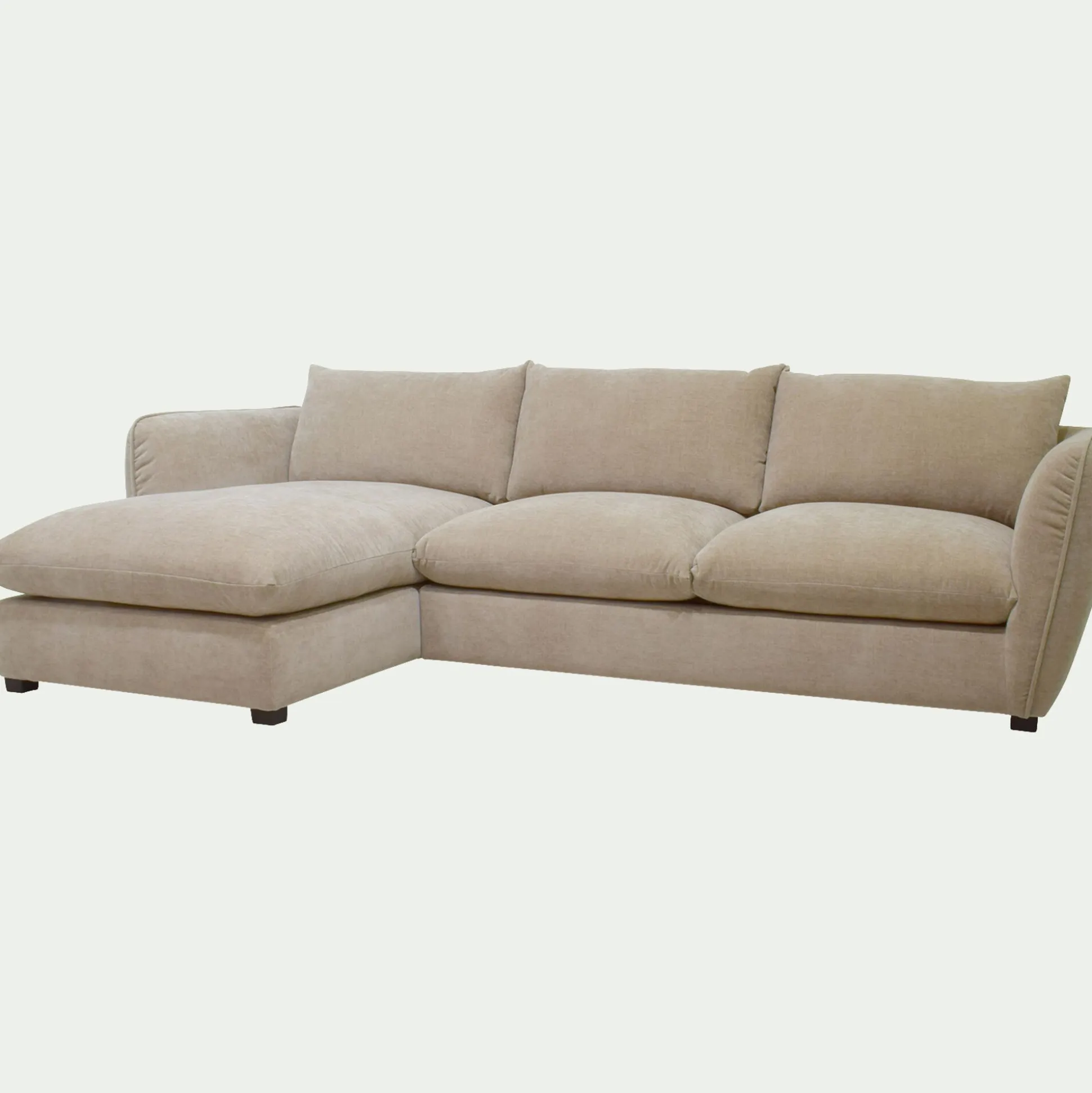 Canapé d'angle gauche convertible en tissu Nature - beige