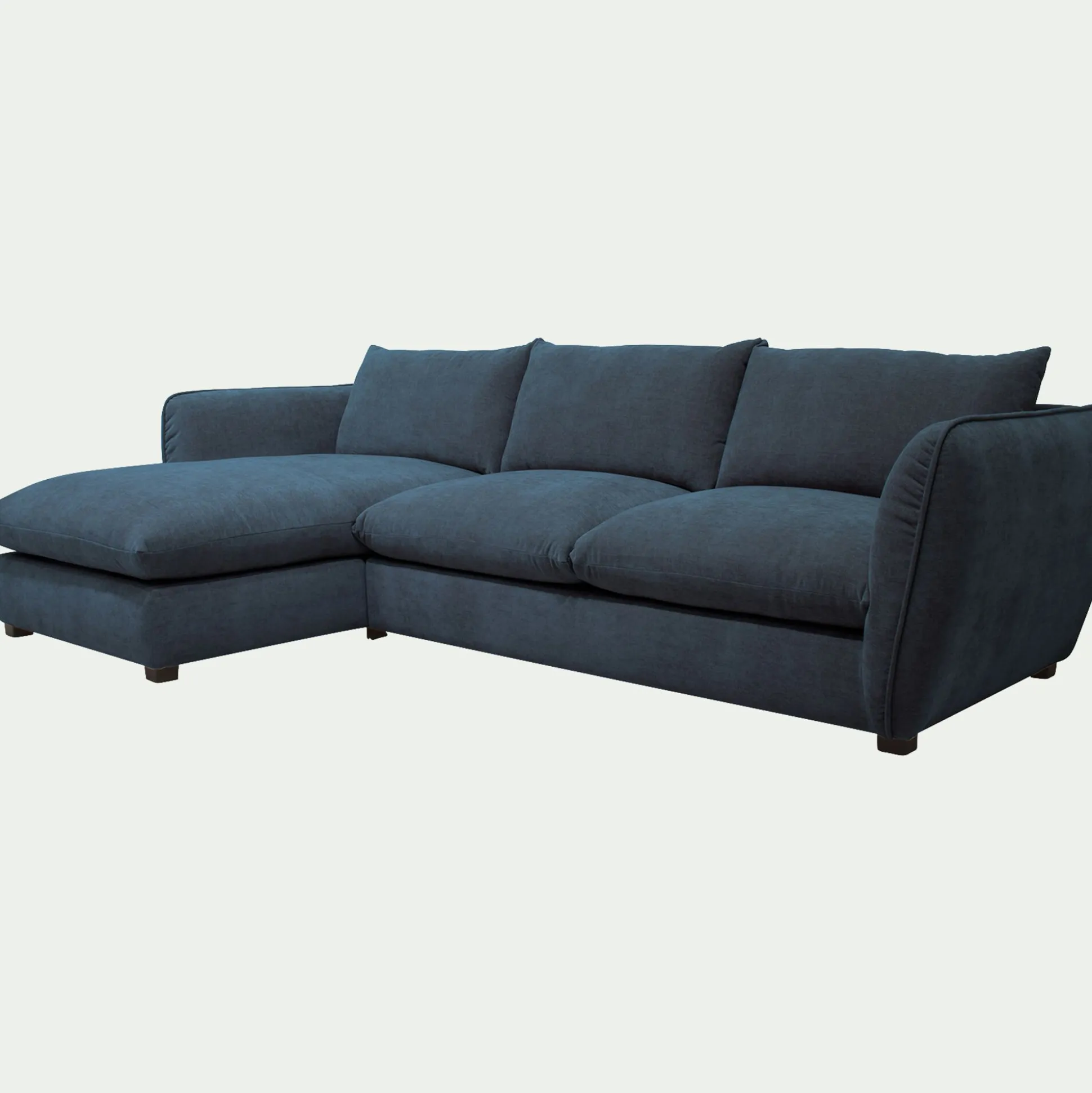 Canapé d'angle gauche convertible en tissu Nature - bleu