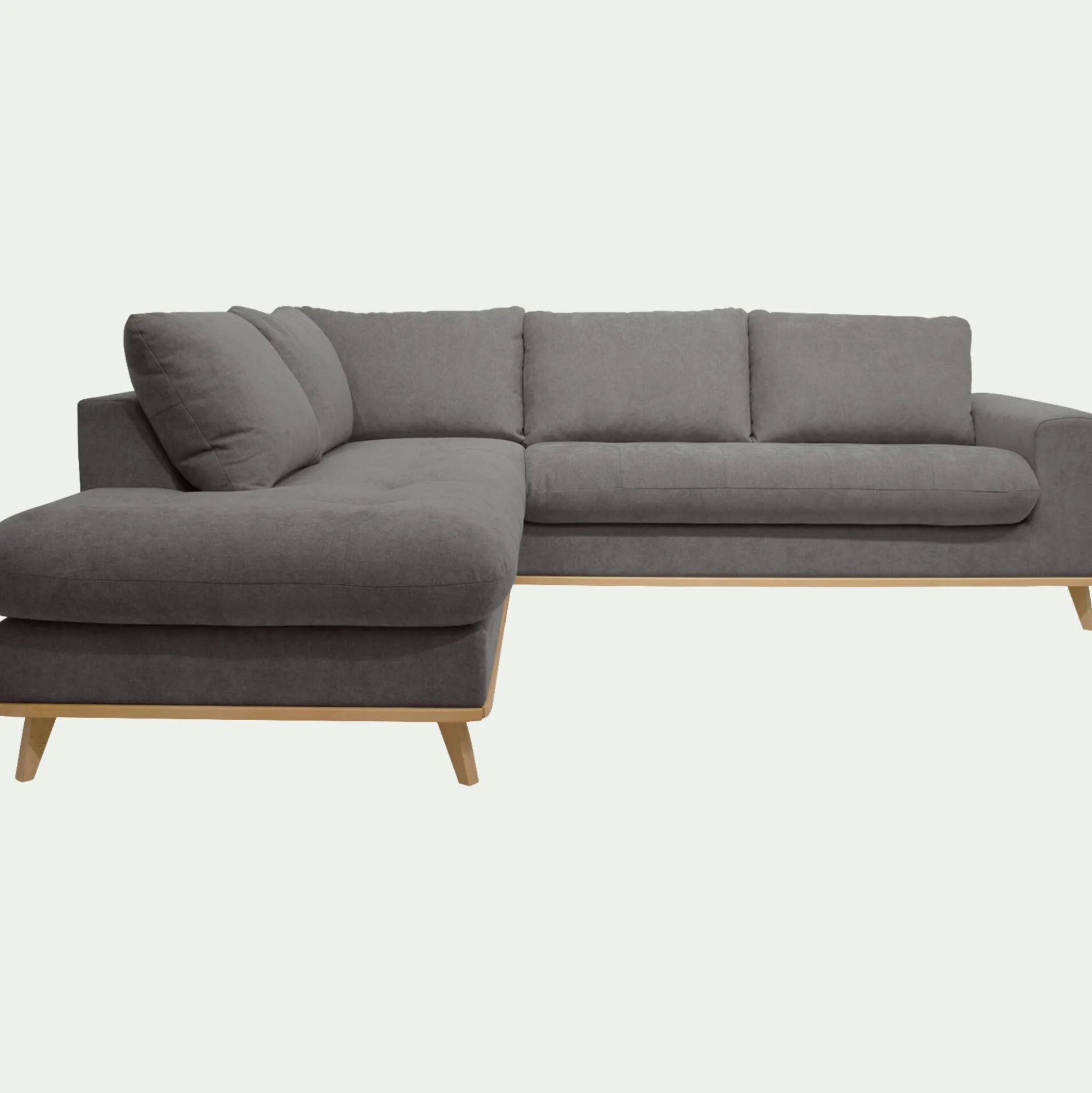 Canapé d'angle gauche convertible en tissu Storm - gris moyen